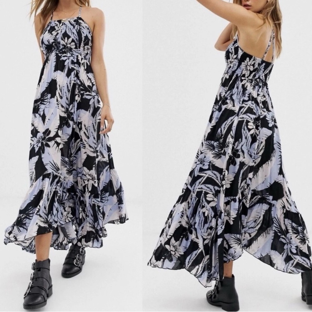 Free People Intimately Free Heat Wave Foliage-Print Smocked Maxi Dress Size XS